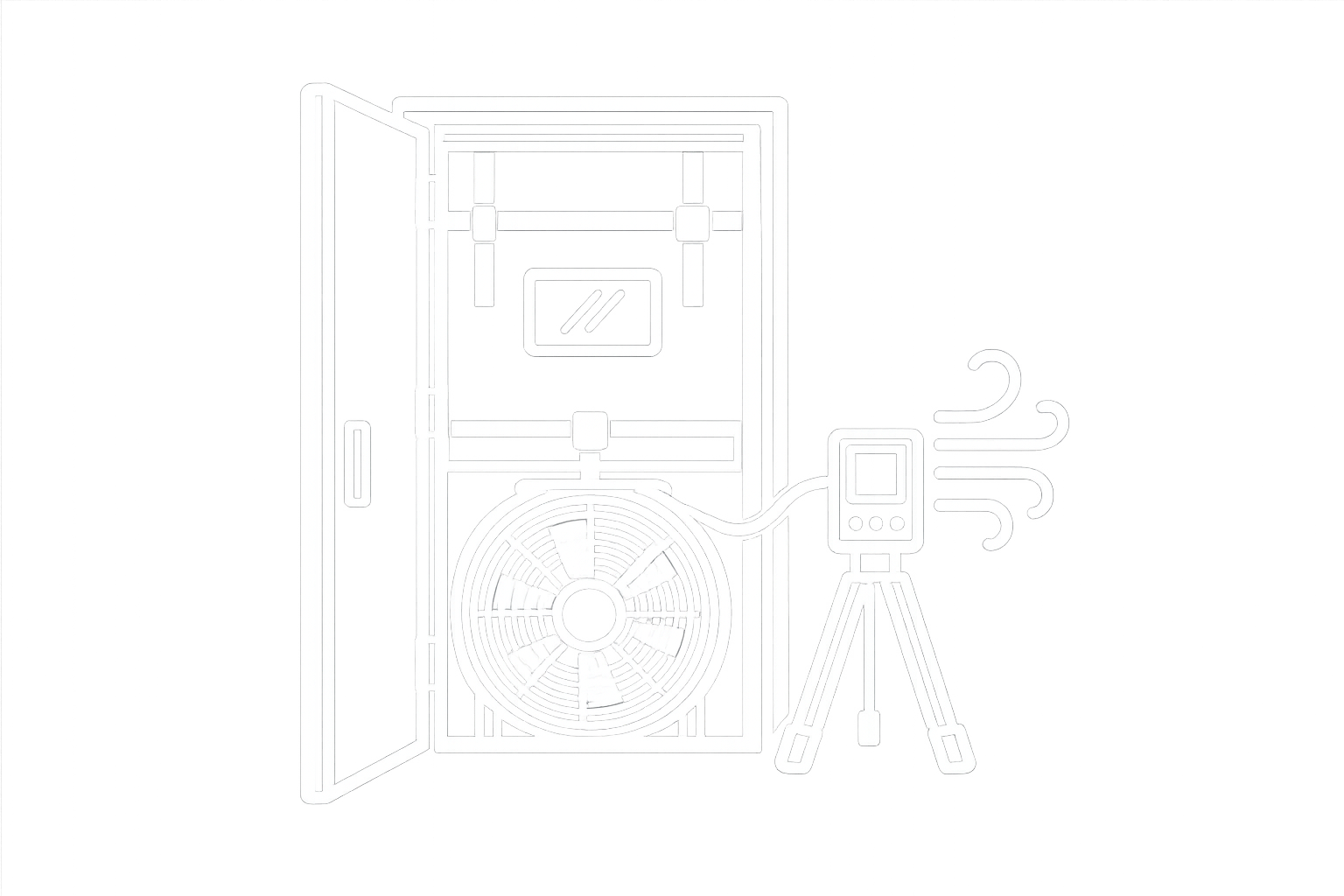 Icono neon de prueba Blower Door